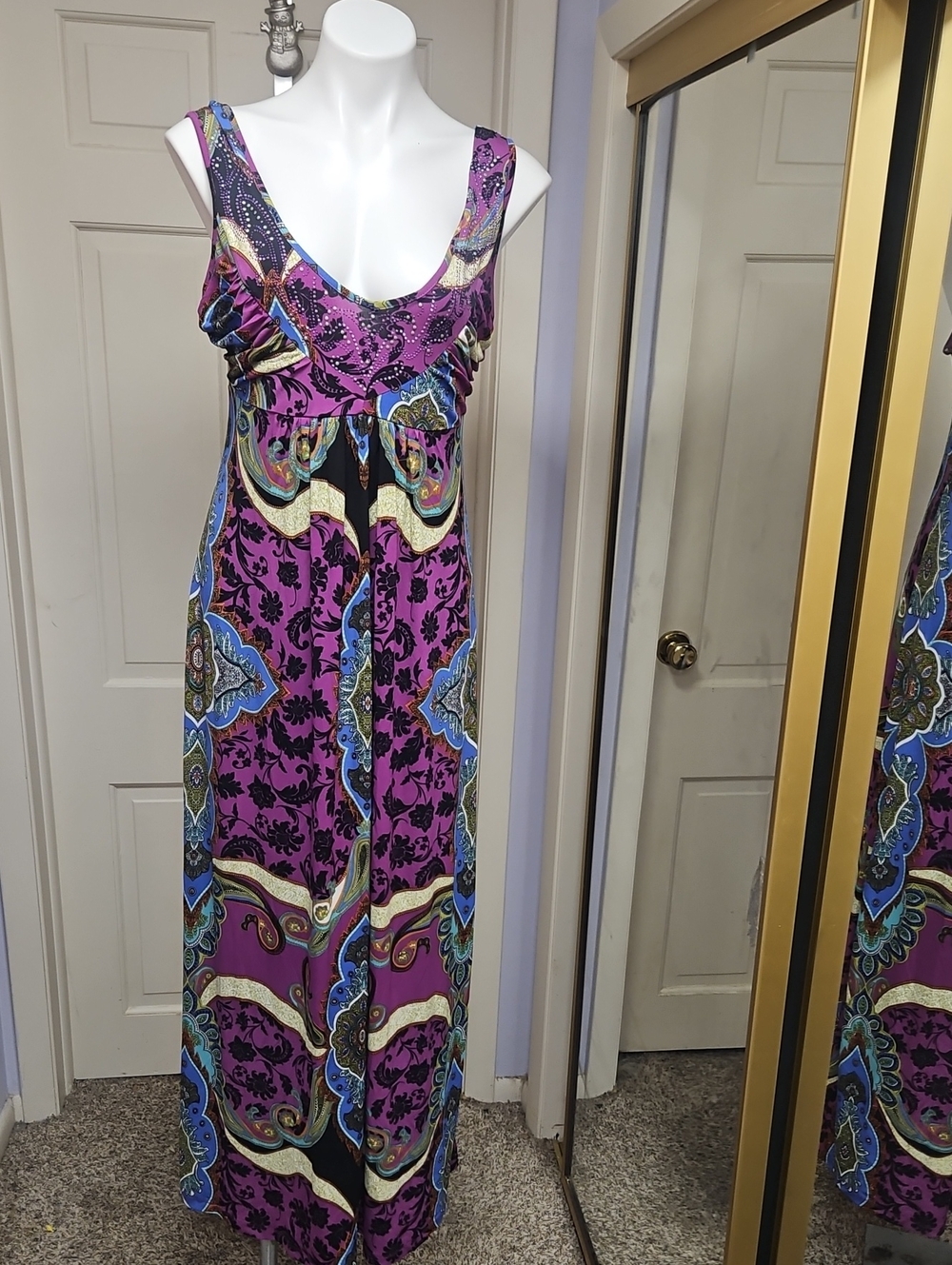 live and let live One World Purple Paisley Maxi Dress With Sparkle